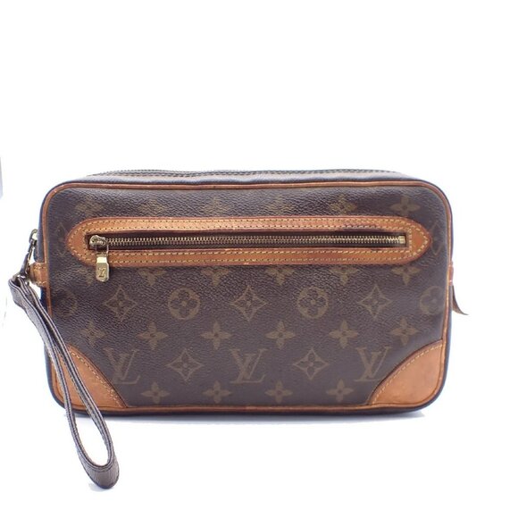 LOUIS VUITTON Marly Dragonne GM Clutch Hand Bag Monogram Brown M51825 66EF461 - Picture 1 of 16